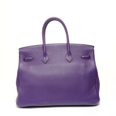 HERMES � P stamp, 2012 Birkin 35, Togo leather, Iris pattern, inside stitching Handbag purple WS27985