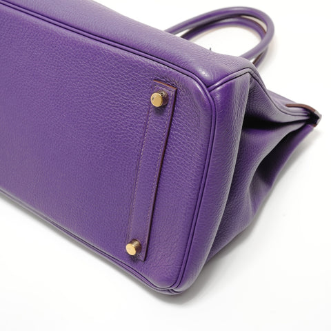 HERMES � P stamp, 2012 Birkin 35, Togo leather, Iris pattern, inside stitching Handbag purple WS27985