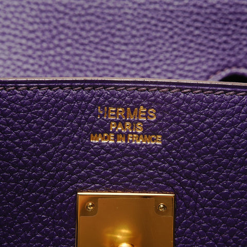 HERMES � P stamp, 2012 Birkin 35, Togo leather, Iris pattern, inside stitching Handbag purple WS27985