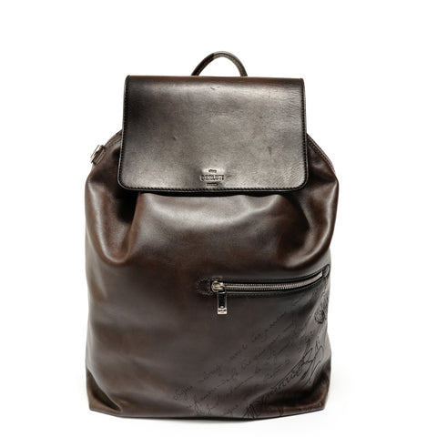 BERLUTI Time Off Scritto Swipe Leather Backpack Â· Daypack Brown WS27988