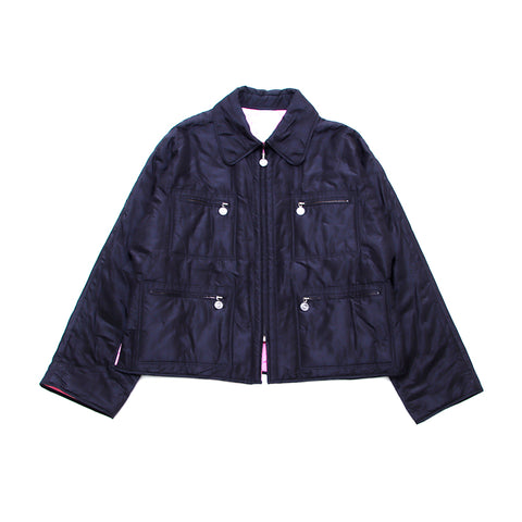 香奈儿可可纽扣尺寸38 2000s blouson silk黑色WS2798