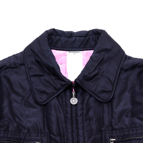 香奈儿可可纽扣尺寸38 2000s blouson silk黑色WS2798