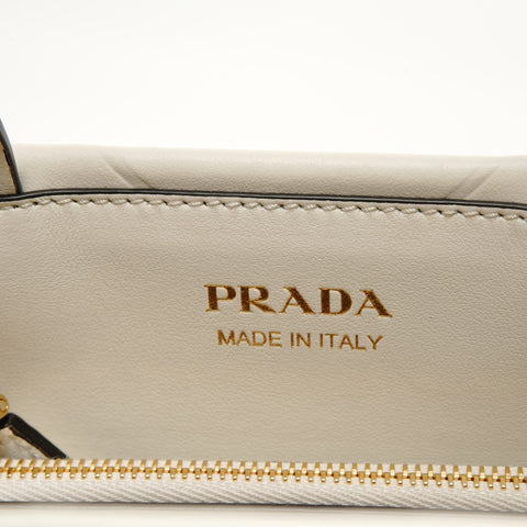 PRADA Symbol Topstitch Handbag white WS27991