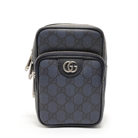 GUCCI Ophidia PVC Shoulder Bag Navy WS27993