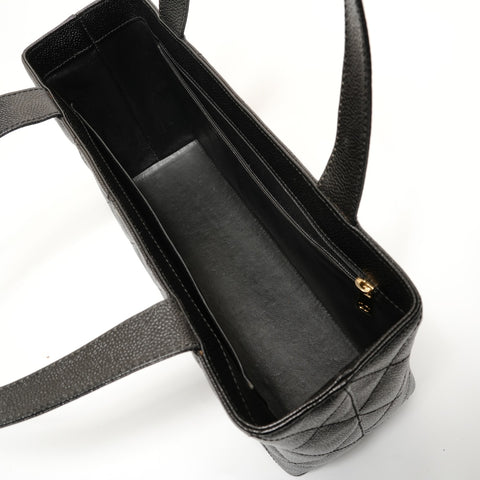 CHANEL Series 7 Caviar Skin Matelass Metal Gold Shoulder Bag black WS27995