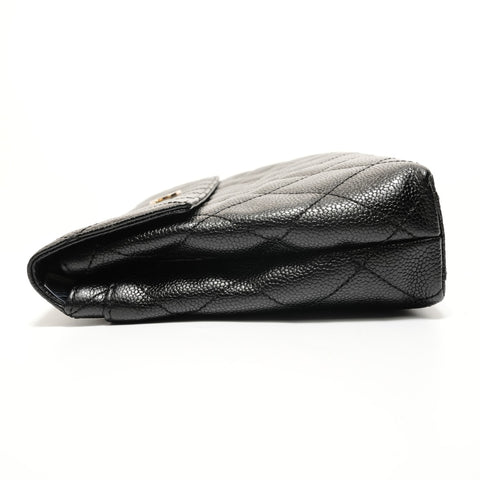 CHANEL Series 7 Caviar Skin Matelass Metal Gold Shoulder Bag black WS27995