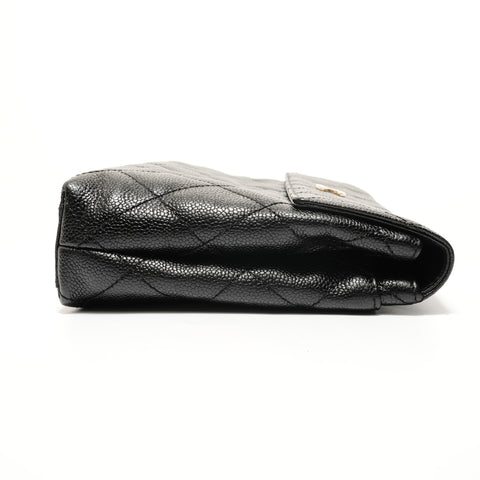 CHANEL Series 7 Caviar Skin Matelass Metal Gold Shoulder Bag black WS27995