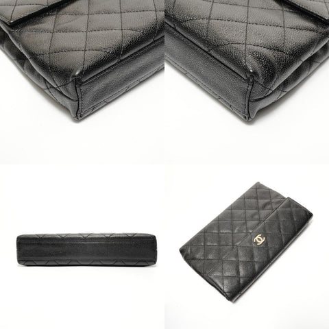 CHANEL Series 7 Caviar Skin Matelass Metal Gold Shoulder Bag black WS27995