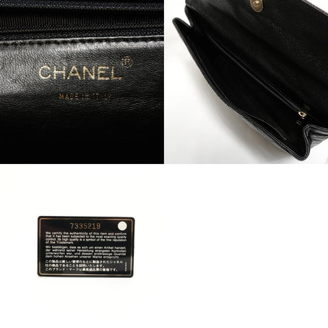 CHANEL Series 7 Caviar Skin Matelass Metal Gold Shoulder Bag black WS27995