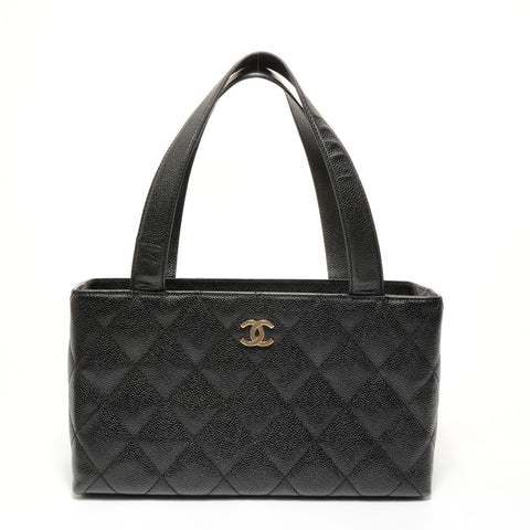 CHANEL Series 7 Caviar Skin Matelass Metal Gold Shoulder Bag black WS27995