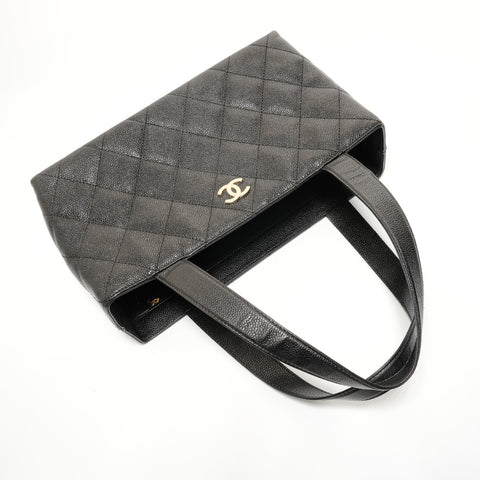 CHANEL Series 7 Caviar Skin Matelass Metal Gold Shoulder Bag black WS27995