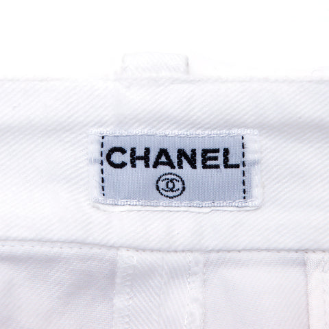 CHANEL COCO Button 2000s Denim pants denim white WS2799