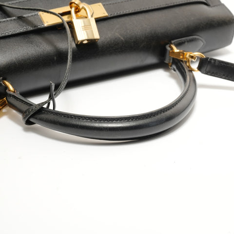 HERMES Kelly 35 Box Calf Leather, � B stamp, 1998 Handbag black WS28001