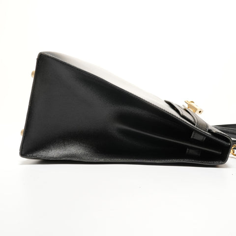 HERMES Kelly 35 Box Calf Leather, � B stamp, 1998 Handbag black WS28001