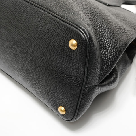 PRADA Vitello Daino 2-way Leather Handbag black WS28002