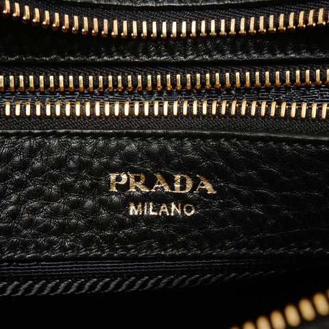 PRADA Vitello Daino 2-way Leather Handbag black WS28002