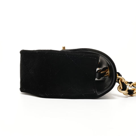 CHANEL 2022-2025 Velour Matelass Shoulder Bag black WS28006