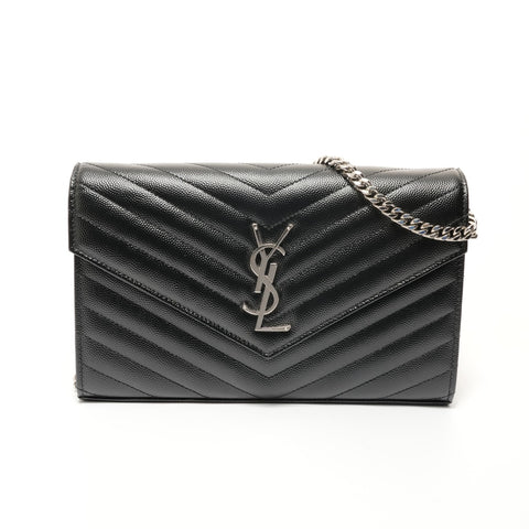 YVES SAINT LAURENT Cassandra Matrasse Chain Wallet Umhängetasche schwarz WS28011