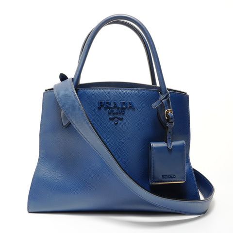 PRADA Saffiano 2WAY Tote Bag Handbag blue WS28012