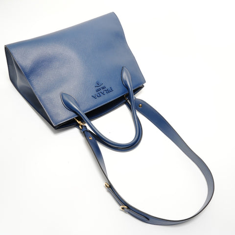 PRADA Saffiano 2WAY Tote Bag Handbag blue WS28012