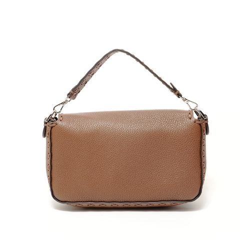 FENDI Mamma Baguette Leather 2-way Shoulder Bag Brown WS28016
