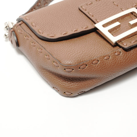 FENDI Mamma Baguette Leather 2-way Shoulder Bag Brown WS28016