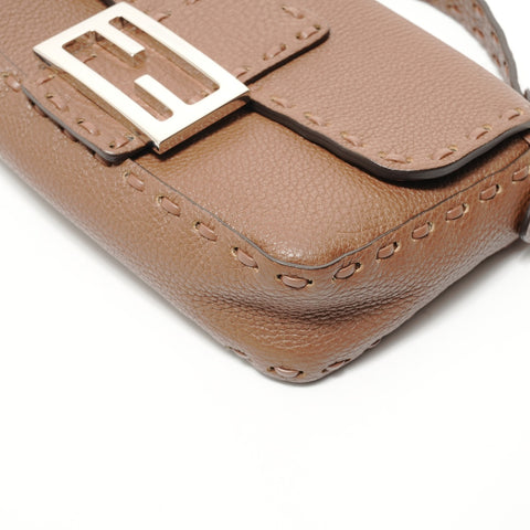 FENDI Mamma Baguette Leather 2-way Shoulder Bag Brown WS28016