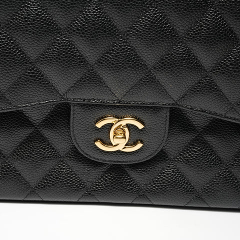 CHANEL Series 24 Matelassé 30 Double Flap Shoulder Bag black WS28020