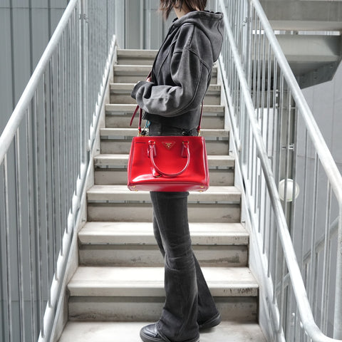 PRADA Galleria Saffiano 2way Handbag Red WS28023