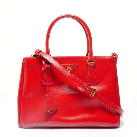 PRADA Galleria Saffiano 2way Handbag Red WS28023