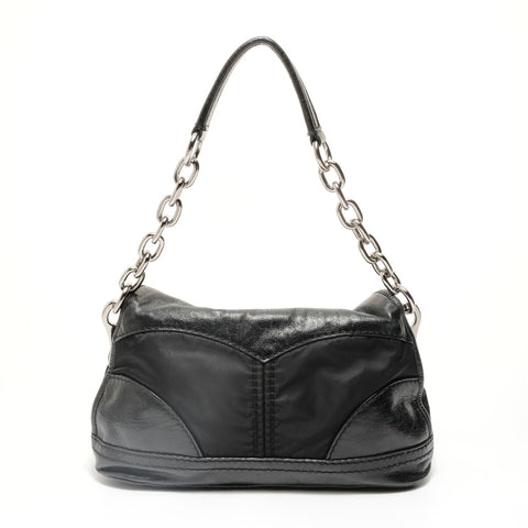 PRADA Chain Shoulder Bag Nylon Leather Shoulder Bag black WS28026
