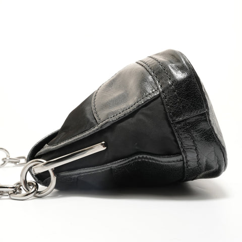 PRADA Chain Shoulder Bag Nylon Leather Shoulder Bag black WS28026