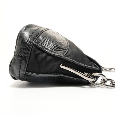 PRADA Chain Shoulder Bag Nylon Leather Shoulder Bag black WS28026