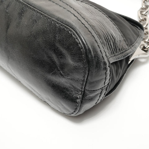 PRADA Chain Shoulder Bag Nylon Leather Shoulder Bag black WS28026