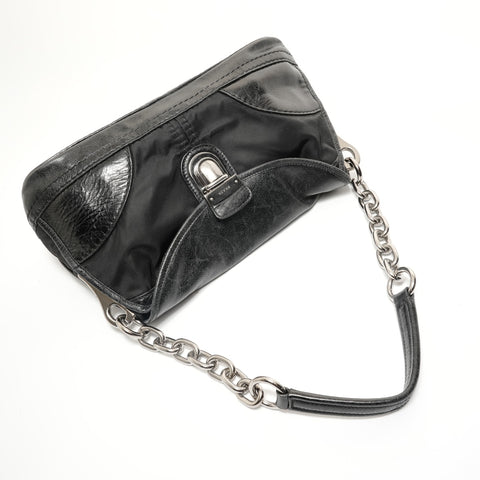 PRADA Chain Shoulder Bag Nylon Leather Shoulder Bag black WS28026