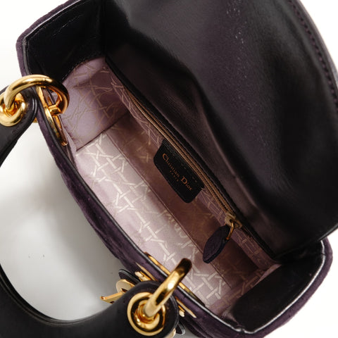 Christian Dior Lady Dior 2-way Metal Gold Handbag purple WS28029