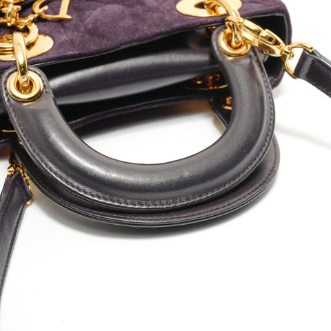 Christian Dior Lady Dior 2-way Metal Gold Handbag purple WS28029