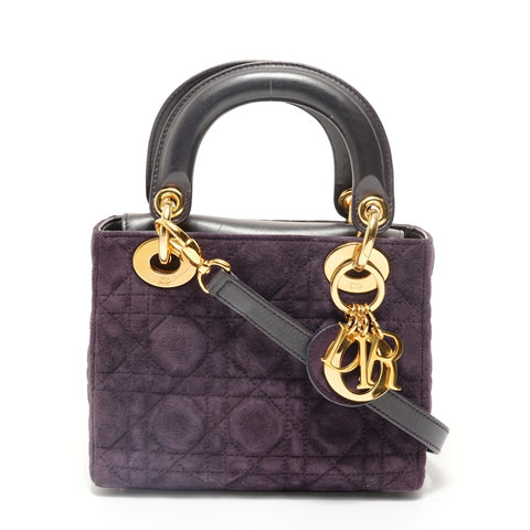 Christian Dior Lady Dior 2-way Metal Gold Handbag purple WS28029