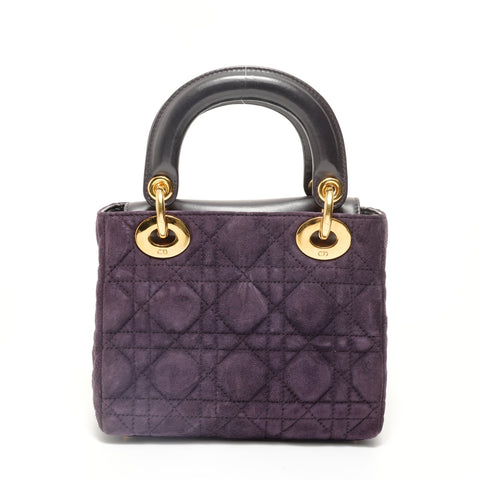 Christian Dior Lady Dior 2-way Metal Gold Handbag purple WS28029