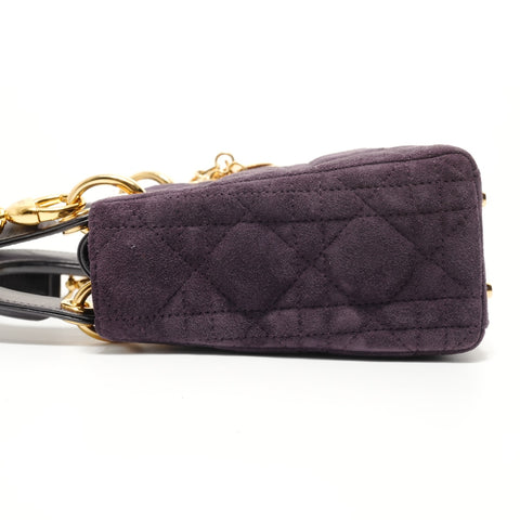 Christian Dior Lady Dior 2-way Metal Gold Handbag purple WS28029