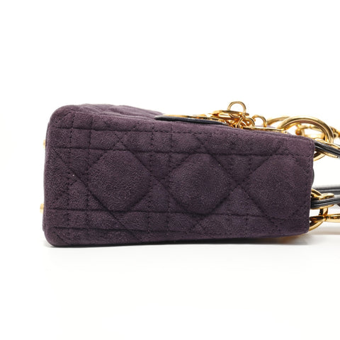 Christian Dior Lady Dior 2-way Metal Gold Handbag purple WS28029