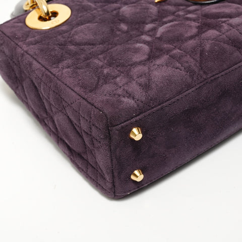 Christian Dior Lady Dior 2-way Metal Gold Handbag purple WS28029