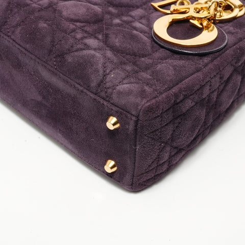 Christian Dior Lady Dior 2-way Metal Gold Handbag purple WS28029