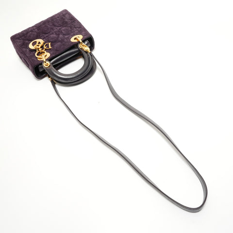 Christian Dior Lady Dior 2-way Metal Gold Handbag purple WS28029