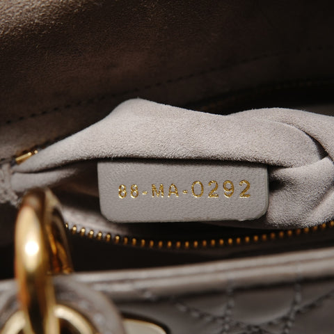 Christian Dior Lambskin 2-way Lady Dior Cannage Handbag gray WS28036