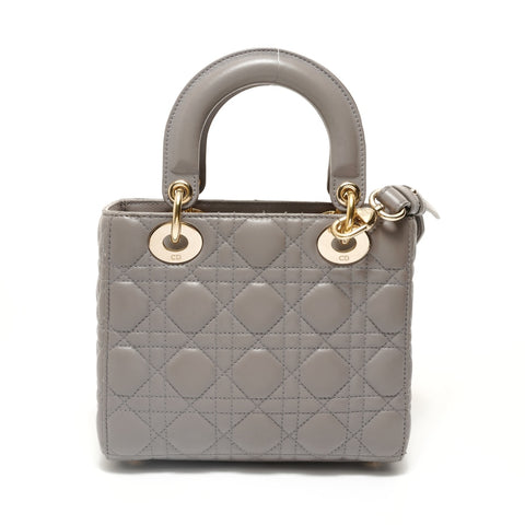 Christian Dior Lambskin 2-way Lady Dior Cannage Handbag gray WS28036