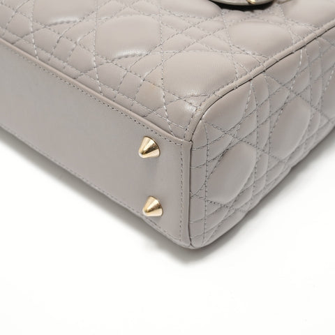 Christian Dior Lambskin 2-way Lady Dior Cannage Handbag gray WS28036