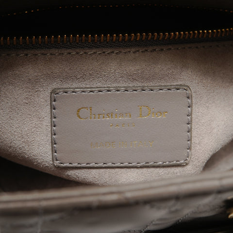 Christian Dior Lambskin 2-way Lady Dior Cannage Handbag gray WS28036