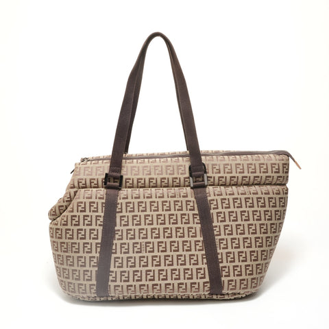 FENDI Zucchino Pet Carrier Bag Shoulder Bag Brown WS28037