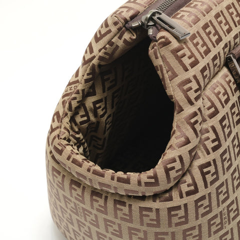 FENDI Zucchino Pet Carrier Bag Shoulder Bag Brown WS28037